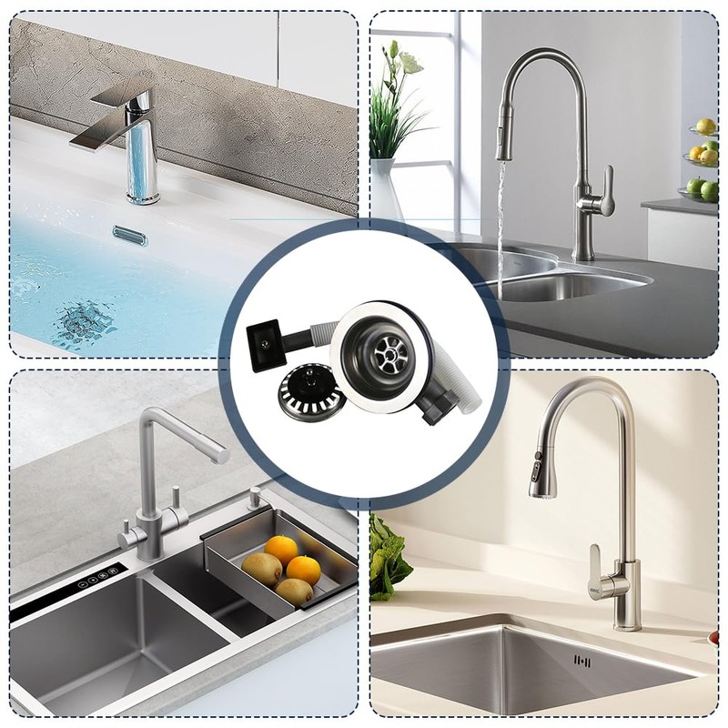 KQWVZ Stainless Steel Strainer Basket Valve, Kitchen Sink Drain Set,