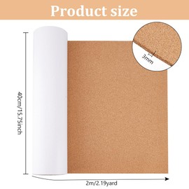 BENECREAT 78.7x15.7 Inch Self-Adhesive Cork Roll, 3mm Thick Natural Cork Bulletin Boards, Sticky Cork Tiles for DIY Craft Kitchen Office School