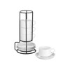 YOLIFE 2.5oz Porcelain Stackable Espresso Cups with Saucers and Metal