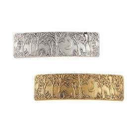 LERTREE ﻿2 Pack Vintage Metal Hair Clips Moon and Forest Pattern Designs, Women's Retro Style Barrettes (03-Curved moon)