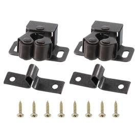 PATIKIL Cabinet Latch Double Roller Catch, 2 Pcs Stainless Steel Cabinet Door with Screws Spring Bead Hardware Latches with Spear Strike for Cupboard Wardrobe Pcs, Red Bronze