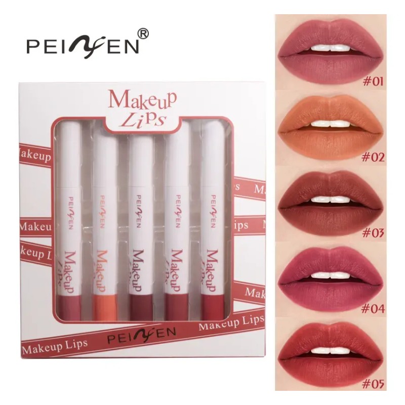 Set De Lápiz Labial Mate Natural De Larga Duración Para