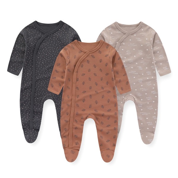 JELYLOVE Unisex Baby Boy Girl Footies Rompers Cotton Long Sleeve