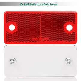 DARKGUARD Reflectors,Stick On Reflectors Red Rectangula Rear Reflectors Screw Fit for Gate Posts Walls Vans Car Trailer Caravan, E9-Approved,90x40x8mm (Red-Rectangula-Screw On-2pcs)