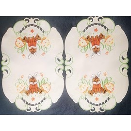 Aude Home Doilies 30 x 45 cm Embroidered Easter Bunny Pack of 2 (30 x 45)