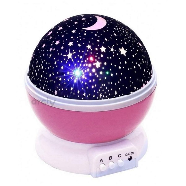 Archy Lampara Infantil Proyector de Estrellas Giratorias de Colores para niños bebes 3 Modos luz LED luces Rotacion de 360 grados ligera y silenciosa L13 Rosa