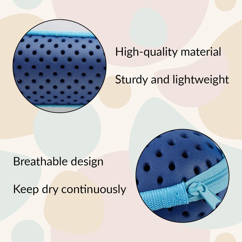 Bojueshaw Swimming Goggles Case,Breathable Zip Storage Pouch with Drainage Holes,Protective