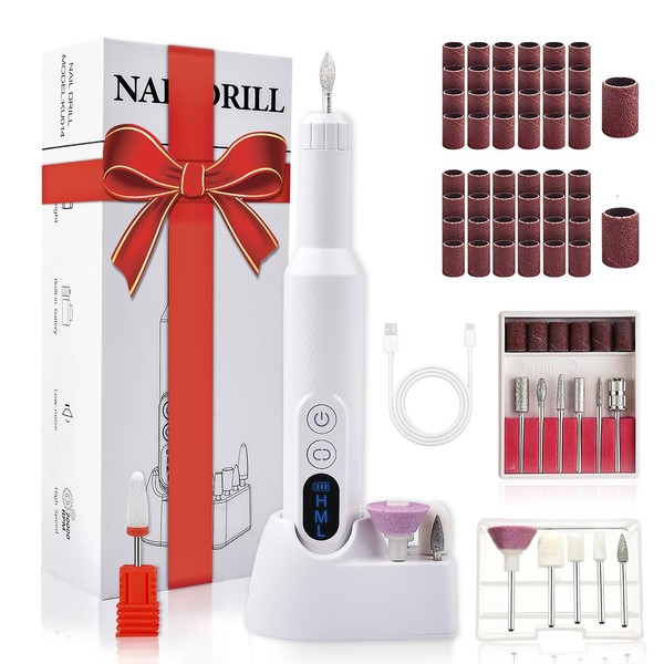 KUIIYER Mini Cordless Nail Drill, 20000RPM Electric Nail Drill Kit with Dual Charge Ports (71Pcs Portable 3-Speed Forward & Reverse Rechargeable Nail File Set) for Acrylic Nails DIY Manicure Pedicure