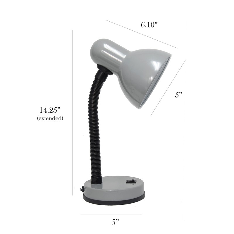 Simple Designs LD1088-SLV 14.25" Sleek and Sturdy Classic Gooseneck Study
