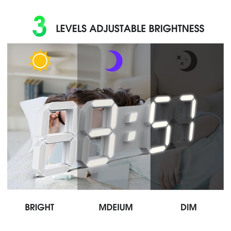 3D LED Wall Clock Brightness Adjustable Innovative 3D Table Wall