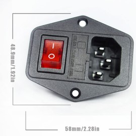 Artrinck 10A 250V AC Power Socket Rocker Switch 3 Pin IEC320 C14 Inlet Module Plug 3D Printer Accessories Switch