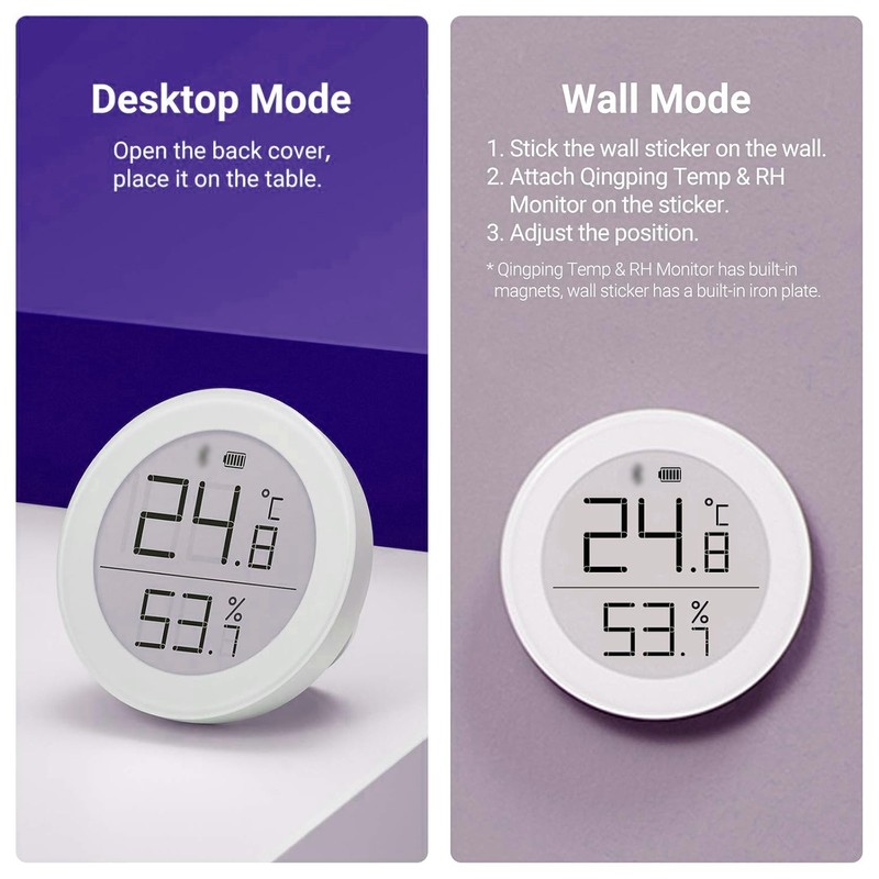Matter Smart Home Temperature Humidity Monitor E-ink Display Sensor BT