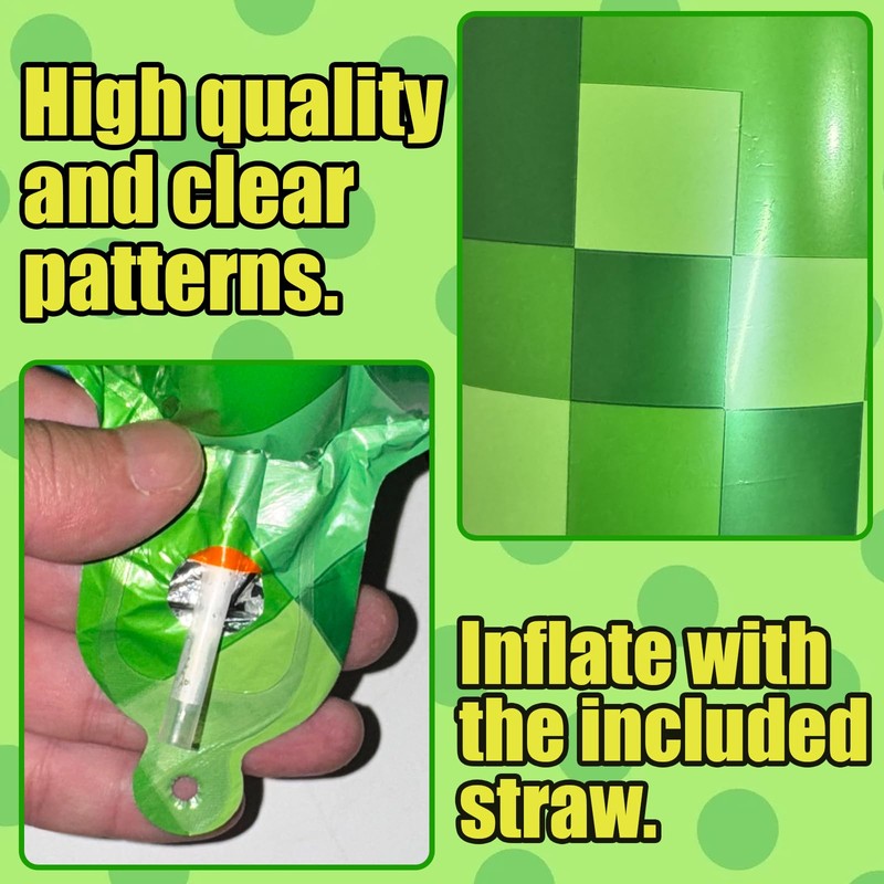 40 Inch Large Mining Number 9 Foil Balloons Green Pixel