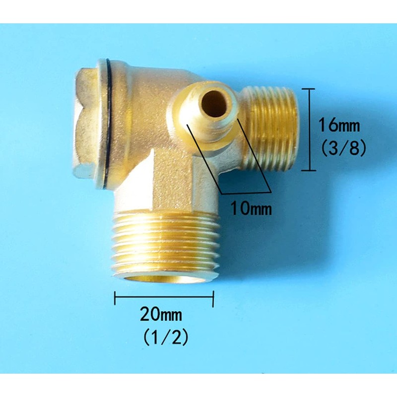 Anawakia Air Compressor Check Valve 3-Port Brass Male Thread Air