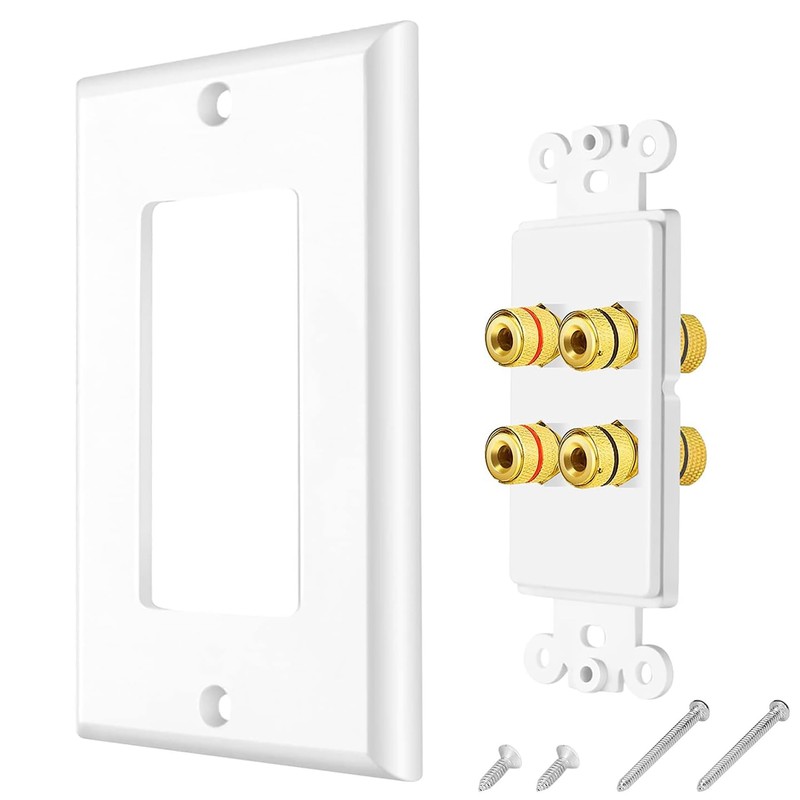 Tunghey 2Pack Gold Plated Speaker Wall Plate With Banana Plug