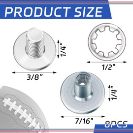 Landhoow 8 Sets Football Backplate Screws Chicago Screws Football Back Plate Hardware Include Truss Head Slotted Fasteners Washers Gaskets for Unisex Adult Size Youth Size Backplates (Round,Sliver)