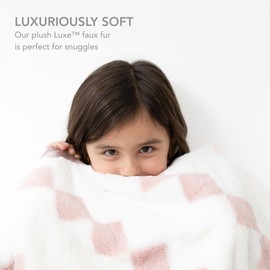 Little Giraffe Baby Blanket - Luxe Soft Blanket with Satin Trim - Baby Stroller Blanket - Newborn Baby Essentials & Baby Gifts - 29"x35" - Stairway Dusty Pink