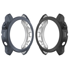 FitTurn Compatible with Garmin Fenix 7X/Fenix 7X Solar/Fenix 7X Sapphire Solar Protector Case for GM Fenix 7X 51mm Soft Cover TPU Ultra-Slim Protection Bumper (Black+Grey)