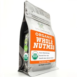 Spice Profile USDA Organic Whole Nutmeg, Lab Tested for Heavy Metals, Resealable 3.5 oz Pouch, Jaiphal, Nuez Moscada
