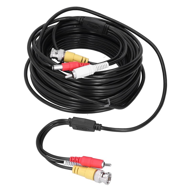 Portable CCTV Cable 3-In 1 Video Audio Power Cord BNC+RCA+DC
