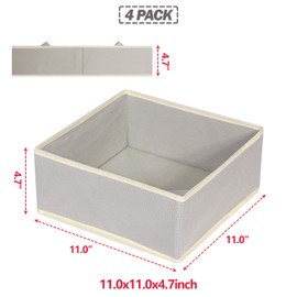 DIOMMELL Foldable Cloth Storage Box Closet Dresser Drawer Organizer Fabric Baskets Bins Containers Divider for Clothes Underwear Bras Socks Clothing,Set of 4 Grey 400