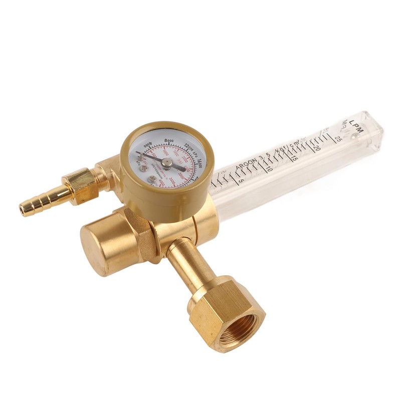 Argon Regulator with Pressure and Gas Flowmeter, Manual Knob, for