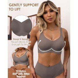 HORISUN Women's Bra without Underwire, Comfy Comfortable Seamless Push-Up Bralette for Large Breasts with Wide Straps Soft Seamless Classic Bra for Women, gray, XXL