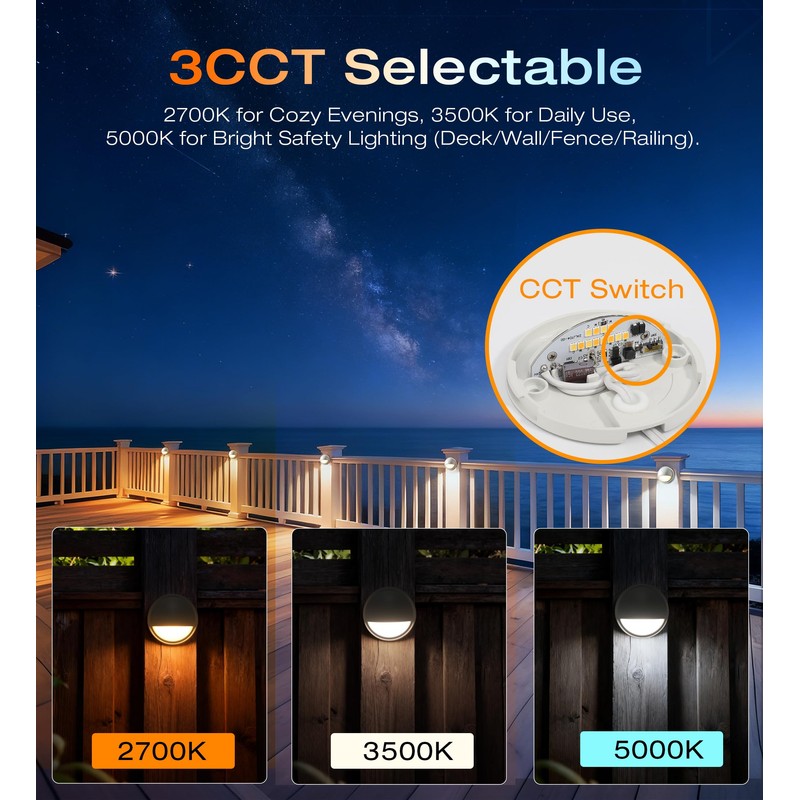 CLOUDY BAY [6 Pack] 3CCT Low Voltage LED Deck Lights