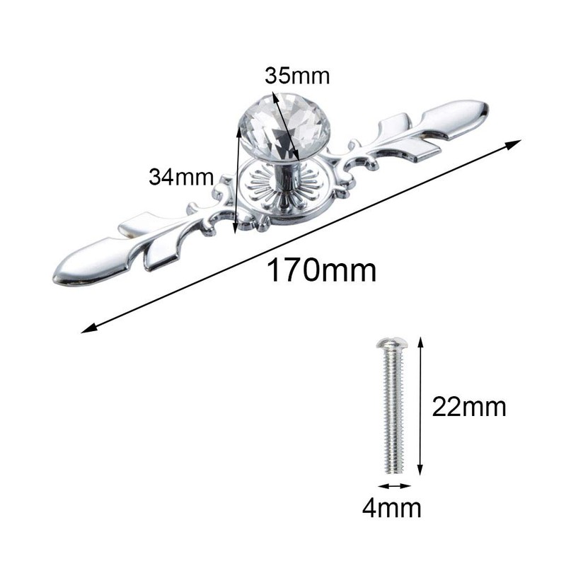 Zasiene Cabinet Knobs Crystal Pack of 5 Diamond Crystal Drawer