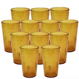 TrueCraftware- Set of 12 Pebbled Tumbler/Drinking Cups 12-Ounce Amber Color- Reusable Premium Water Iced Tea Glasses Stackable Drinking Glasses Dishwasher Safe Break-Resistant for Home Restaurants