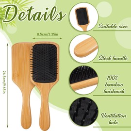 Tessco for you 12 Pcs Bamboo Hair Brushes for Women Bulk Wooden Paddle Brush Scalp Massage Bamboo Bristles Anti Static Men Engraving DIY Gift for Father's Day Wedding(Black Bristles,9.65'' X 3.35'')