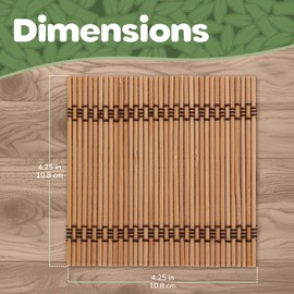 BambooMN Premium Bamboo Matchstick Coasters - 4.25" x 4.25" - Dark Tan - 12 Pieces