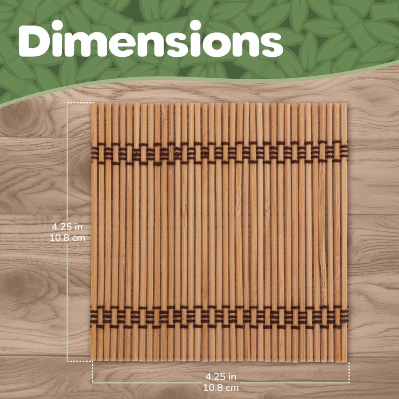 BambooMN Premium Bamboo Matchstick Coasters - 4.25" x 4.25" -