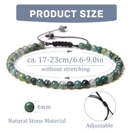 LOCCY Genuine Natural Stone Bracelet for Women, 4 mm Adjustable Natural Stone Bracelet, Pearl Bracelet, Yoga Bracelet for Women, Girls for Mother's Day, Birthday, Valentine's Day, Christmas Gifts,