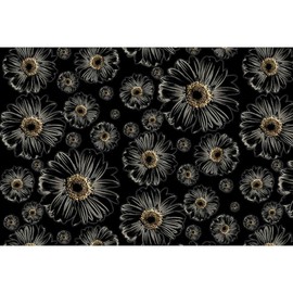 CafePress Gothic Black Daisy Pattern Large Zipper Toiletry Pouch, 12.5" x 8.5"