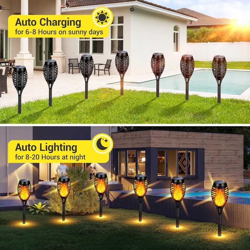 Solar Torch Lights Outdoor Flickering Flame for Halloween Decorations