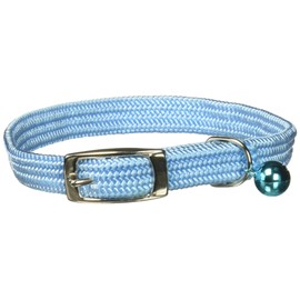 OmniPet Kool Kat Elastic Cat Safety Collar with Bell, Light Blue, 10"