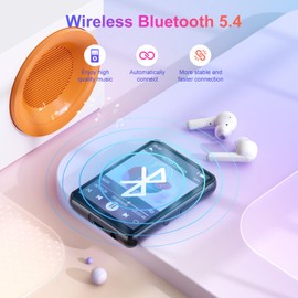 Oilsky MP3 Player with Bluetooth 5.4, 128GB Portable Music Player with 2.4” Full Touch Screen Built-in Speaker, FM Radio, Recorder, Supports MicroSD up to 128GB, Great for Kids and Sports（Black）