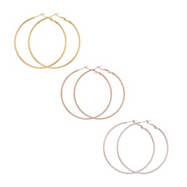 Stainless Steel Classic Hoop Earrings for Women – Hypoallergenic Hoops, Huggie Earrings & Studs Earrings, Durable Loop Earrings for Sensitive Ears, 3-Pairs(SET-15)