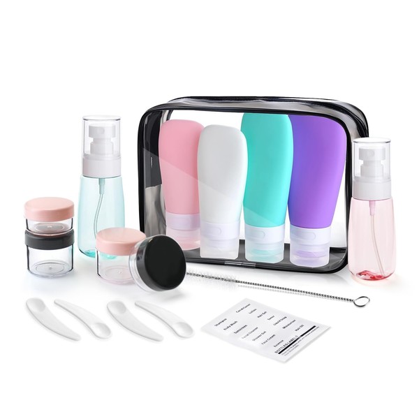 DIMONY 17 PCS Travel Bottles for Toiletries, TSA Approved Travel