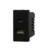 USB Charger Socket Dual Type A + C 1P 3.1A 5V Black Compatible AXOLUTE Series - ETTROIT