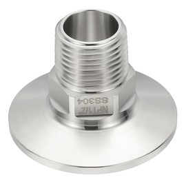 PATIKIL 1.5" TC Tri Clamp Adapter, 1 Piece Tri Clamp Fittings to NPT 1/2 Male Thread Adapter Hex Plumbing 304 Stainless Steel for Food, 50.5mm Ferrule