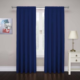 Pairs to Go Cadenza Modern Decorative Rod Pocket Window Curtains for Living Room (2 Panels), 40 in x 63 in, Navy