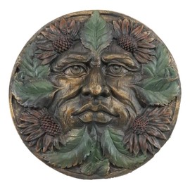 Ebros Bronzed Blooming Floral Foliage Celtic Greenman Wall Decor Tree Spirit Pan Small Round Hanging Plaque As Home Decorative Sculpture Housewarming Idea (Summer Season Sunflowers)