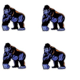 Pack of 4-3 Inch Stickers - Gorilla Fierce Ape Silverback - Vinyl Sticker - for Car Laptop Water Bottle Phone - Waterproof Decal - Sticker Graphic Decal