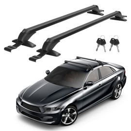 43" Universal Car Roof Rack, Upgraded Adjustable Window Frame Roof Bars Anti-Theft Lock Aluminum Crossbars Carrier Holders Brackets for Car Without Side Rails