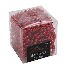 Widdle Gifts Ltd Christmas 8 Metre Bead Garland Tree Room Decoration - Red 1861