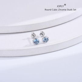 Sterling Silver Stud Earrings for Women Men Girls, 1 Pairs Small Blue Cubic Zirconia Stud Earrings, Hypoallergenic Tiny Sleeper Cartilage Tragus Earring Multiple Pirercings Kids Gifts, 4mm