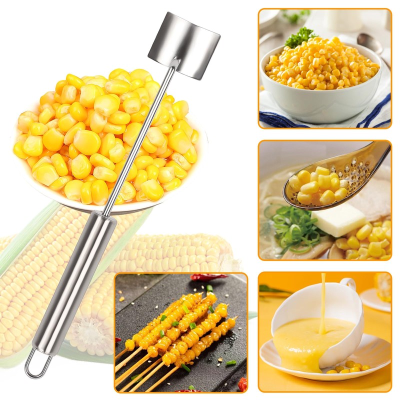 TOWEBOORY 3 Pack Corn Peeler with Long Handle, Stainless Steel