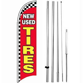 New Used Tires - Windless Feather Swooper Flag 15 ft Tall Kit Banner Sign rb-h
